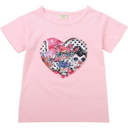 Summer Girl Short Sleeve T-shirt Brand Cotton T-shirt Summer Childrens T-shirt in European and American Style