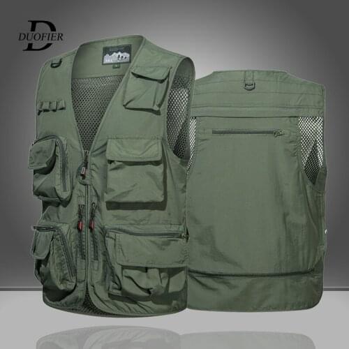 Men Outdoor Fishing Vests Jacket Quick Dry Breathable Multi-pockets Mesh Jackets Photography Hiking Journalists Vest Jacket 4XL
