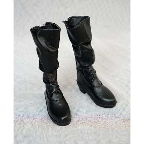 N01-X041 children handmade toy 1/3 1/4 Doll Accessories BJD/SD doll Crease black high heel boots 1pair