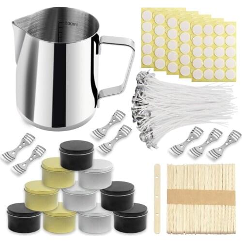 Candle Making Kit DIY Supplies for Supplie Cotton Wicks Large Melting Cup Jars Pot Arts Tins Wicks Craft Tools Pouring Stickers