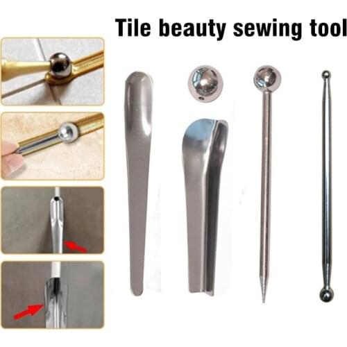 5pc Ceramic Tile Beauty Seam Tool Set Pressed Ball Stick Clear Seams Cone Corner Angle Scraper Wall Gap Floor Tile Grout Repair