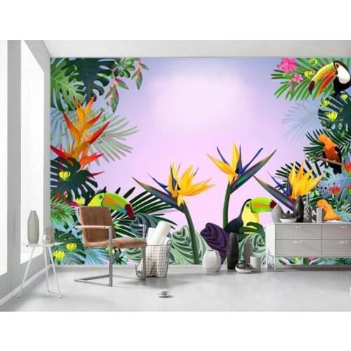 Custom Mural Wallpaper 3D Modern natural plant flowers and birds TV Background Wall Decor Wallpaper Living Room bedroom