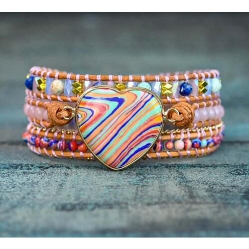 Natural Stone Bracelet 5 Wraps Bracelet Handmade Pink Quartz Bracelet For Women Bracelet Dropshipping