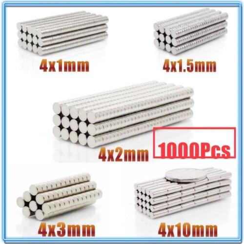 1000Pcs Mini Small N35 Round Magnet 4x1 4x1.5 4x2 4x3 4x10 mm Neodymium Magnet Permanent NdFeB Super Strong Powerful Magnets 4*2