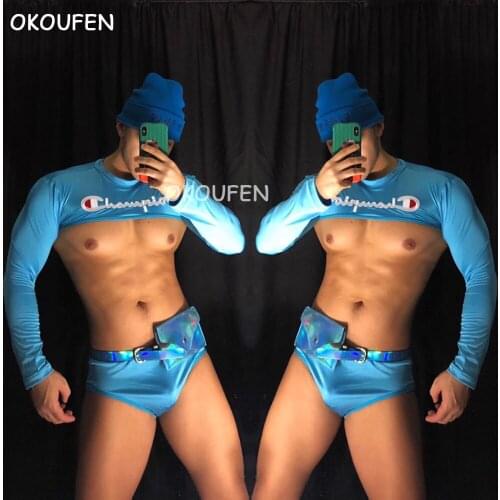 Nightclub bar ds men and women sexy party dj performance costumes Fashion Ice cream Blue Theme Party Costumes