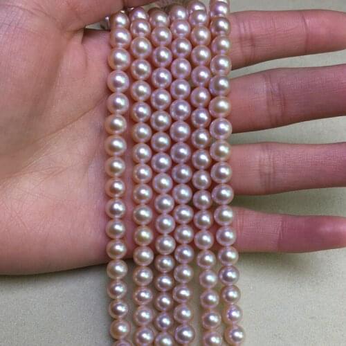 Freshwater Pearl Necklace for Women Round Shape with Size 6.5-7mm Perfect Luster for Jewelry Diy Loose Pearl Strands