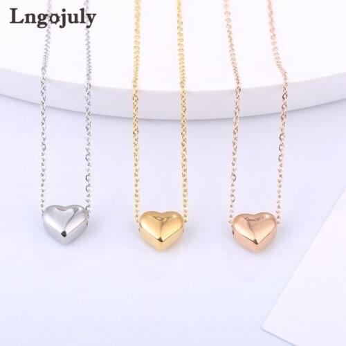 New Titanium Steel Simple Heart Pendant Necklaces For Women Anniversary Engagement Wedding Party Necklace Accessoeries Jewelry
