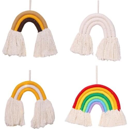 Rainbow Wall Hanging Ornaments Hand-woven Macrame Tapestry Kids Room Home Party Decor