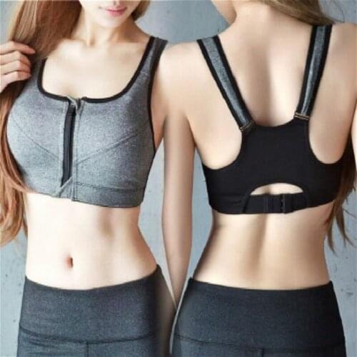 Plus Size Sports Bras Top Women Fitness Yoga Sports Bras Front Zipper Running Shockproof Underwear Vest - style Gym Yoga Bras