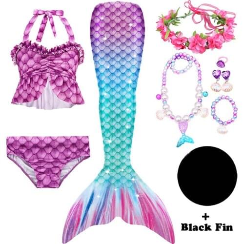 Luxury Girls Swimming Suit Little Mermaid Tail Mermaid Costume Swimsuit Kids Swimmable With Monofin Fin Accessories Garland