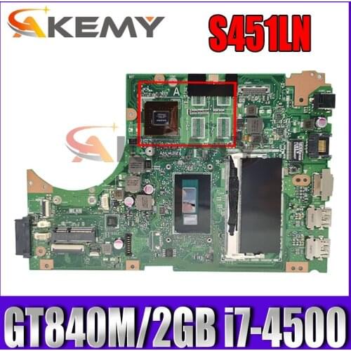 S451LN GT840M/2GB i7-4500CPU 4GB RAM mainboard REV2.0 For ASUS S451L S451LN S451 laptop motherboard 90NB05D1-R01000 Free Shippin