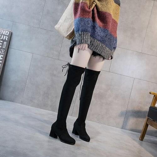 Over the knee boots womens fall / winter 2020 new thick heel oversized 34-43 wide and oversized overshoot boots high heel boots