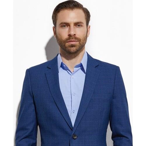 Su Misura-made Abiti Dark Blue Plaid Tailor-Made Suits For Men Smart Custom Made Men Suit Set Slim Fit Glen Plaid Pant Suits