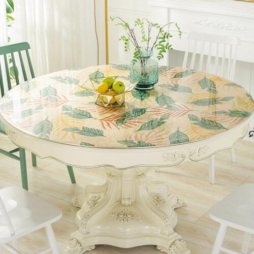HAZY PVC Tablecloth Waterproof Round Table Cover Dining Table Mat Protect the Desktop Soft Cloth Rose Table Cloths