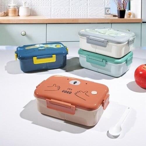 Japanese sealed tableware student lunch box wheat straw bento microwave oven plastic crisper kitchen supplies