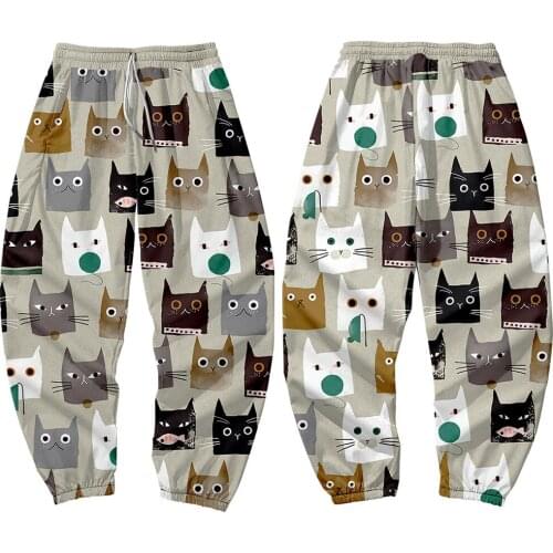 2021 New 3D Print Cat head pattern Sweatpants Women/Men Fitness Joggers Spring High Street Anime Trousers Pants Sweatpant