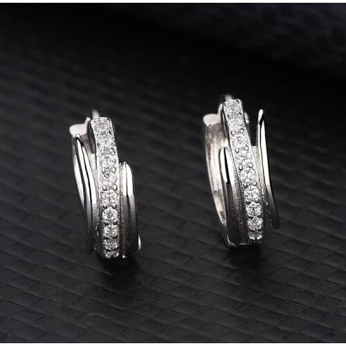 Simple Fashion Ladies Micro-Set Zirconia S925 Sterling Silver Earrings Europe And The United States Jewelry Factory Wholesale