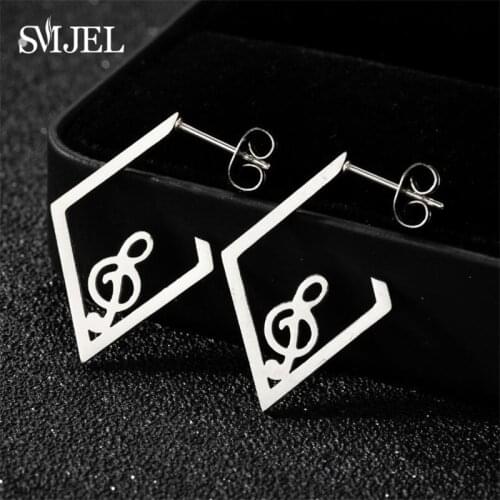Woman 2021 Goth Square Shape Music Charm Earrings Drop Party Jewelrys Half Round Earring Piercing Simple Studs Club Gifts