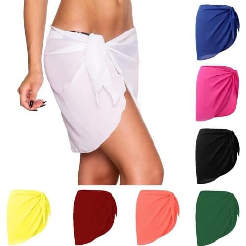 Women Solid Pareo Beach Sexy Bikini Cover Up Wrap Skirt Sarong Beachwear 2021 New Fashion Beachwear Swimsuit Solid Pareo