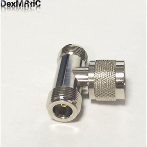 1pc N Male Plug switch 2*N Female Jack RF Coax Adapter convertor Straight T type splitter Nickelplated NEW wholesale