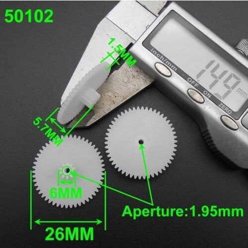 10000Pcs X 0.5 Modulus 0.5M Double Gear Reduction Bilayer Gears 50 Teeth 10 Teeth Aperture 2MM 1.95mm 2A Tight Fitting 50T + 10T