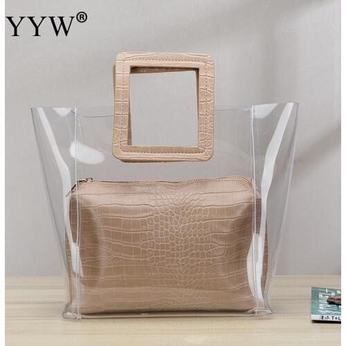 2018 Summer Transparent Waterproof Beach Bags Brand Jelly Bag match Women Tote Shopping Bags Fashion Large Clear Handbags