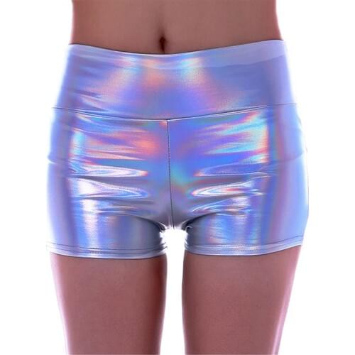 2019 New Sexy Fashion Holographic Shorts Women Slim Skinny Summer Short Pants Metallic Color Bodycon Hot Pants Running Shorts