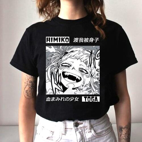 2021 Harajuku T Shirt Women Anime My Hero Academia T-shirt Himiko Toga Graphic Tee Boku No Hero Academia Shirt Tops Female