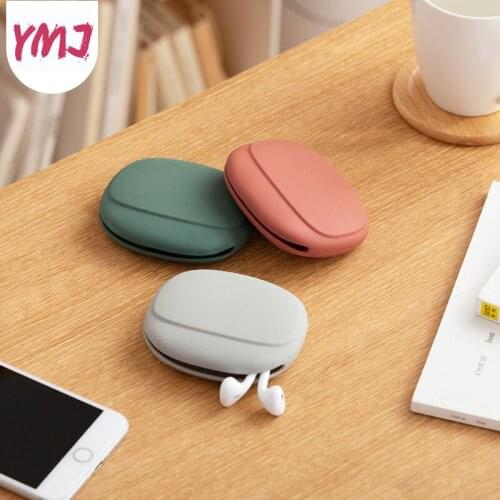 3 Colors Portable Case for Headphones Case Mini Silicone Oval Storage Soft Bag Headset Box for USB Data cable Earphone Case