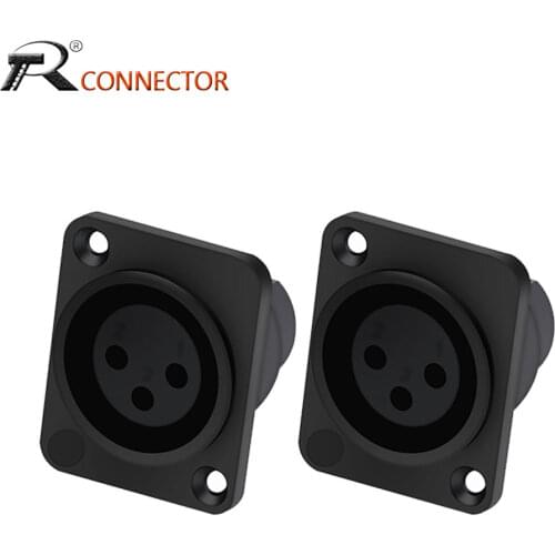 3Pcs XLR Female Jack XLR 3pin Socket Connector XLR Signal Socket Panel Adapter Connector for Microphone MIC Terminal DMX