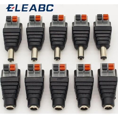 5pcs DC Male +5 pcs DC Female connector 2.1*5.5mm DC Power Jack Adapter Plug Connector for 3528/5050/5730 single color led strip