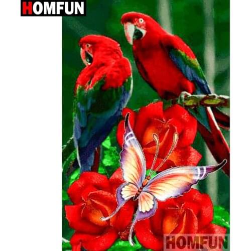 HOMFUN Full Square/Round Drill 5D DIY Diamond Painting "Parrot flower" 3D Embroidery Cross Stitch 5D Home Decor Gift A26263