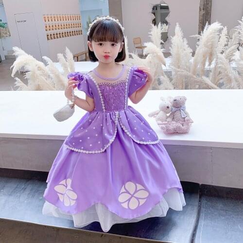 Girls Sofia Princess Ball Gown Dress Christmas Carnival Costumes For Kids Sofia Halloween Cosplay Dress Up