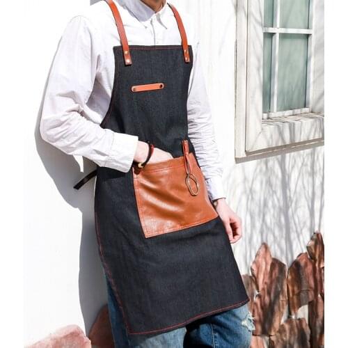 Canvas Apron Barista Milk Tea Baking Shop Restaurant Waiter Nail Salon Denim Overalls Men and Women