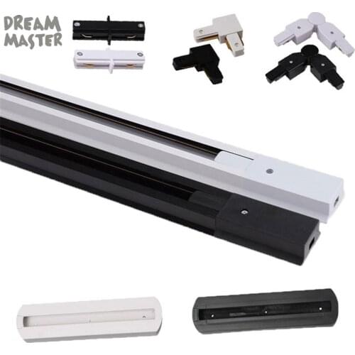 Black White 1m Pack12 track rails, 0.5m pack2 aluminum track for track lighting fixtures, T L universal connector for rail lamp