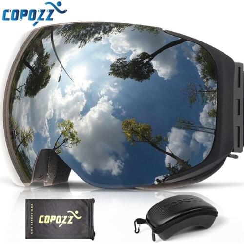 COPOZZ brand ski goggles replaceable magnetic lenses UV400 anti-fog ski mask skiing men women snow snowboard goggles GOG-2181