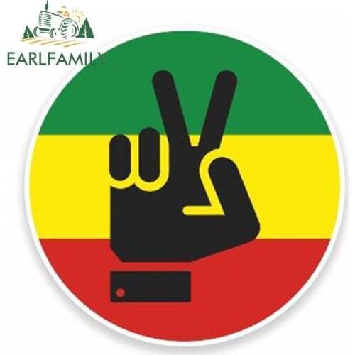 EARLFAMILY 13cm x 13cm Rasta Peace Hand Jamaica Car Sticker Bumper Badge Emblem JDM Vinyl 3D Car Styling Accessories Decals