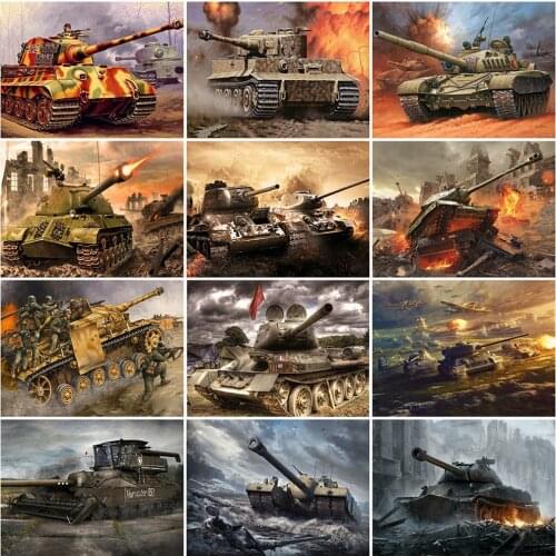 Evershine 5D DIY Diamond Painting Tank Full Square Diamond Embroidery Scenery Cross Stitch Picture Of Rhinestone Home Decor