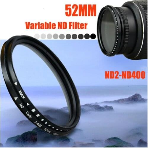 52mm Variable Neutral Density ND2 to ND400 Fader ND Vario Graufilter Filter 52 mm For Nikon D3100 D3200 D5100 Canon Sony Olympus