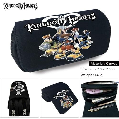 Anime Kingdom Hearts Zipper Canvas Pencil Case Cartoon Travel Boys Girls Cosmetic Bag Student Penbag Women Makeupbag Stationery