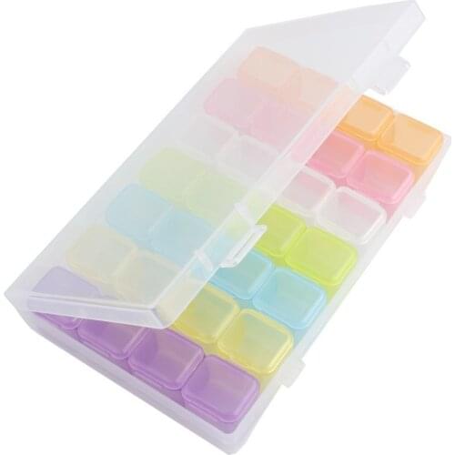 28 Slot Jewelry Storage Box For Jewelry Diamond Embroidery Craft Nail Art Beads Compartment Case Organizer Bead Storage Tool