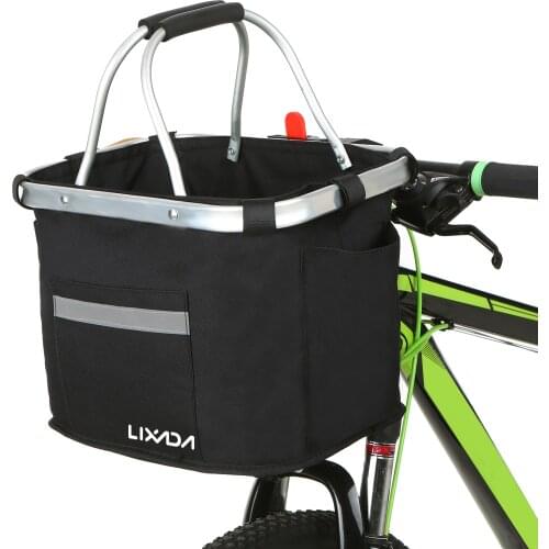 Lixada Collapsible Bike Basket Bicycle Handlebar Front Basket Pet Carrier Bag for Shopping Commuting Bike Cycling Basket