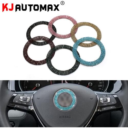KJAUTOMAX for BMW Crystal Soft Stickers Black Blue Steering Wheel frame Golden Pink Silver Logo