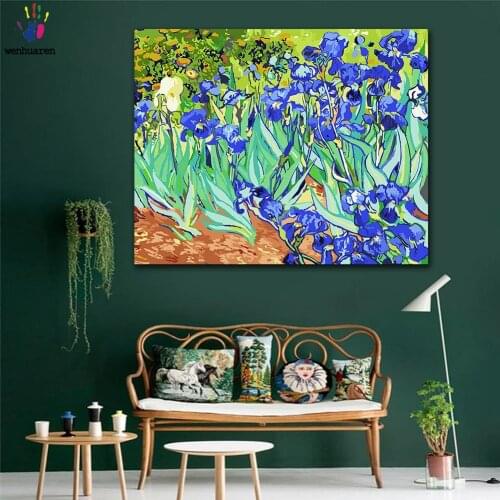 DIY colorings pictures by numbers with colors Van Gogh irises picture drawing painting by numbers framed Home