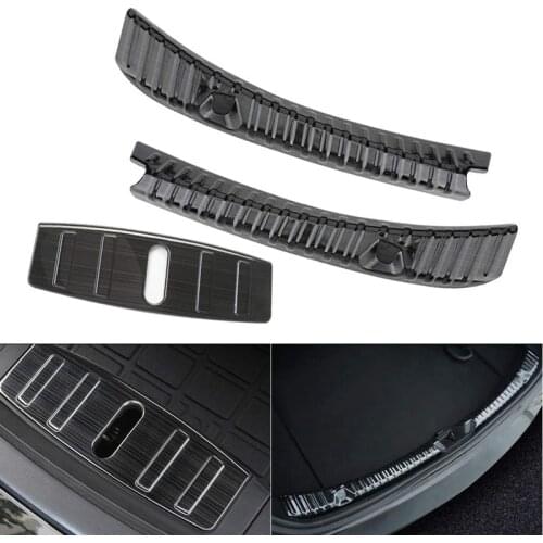 NEW-2Pcs Rear Trunk Bumper Frunk Bumper Protector Guard Stainless Steel Black Titanium Alloy for Tesla Model 3