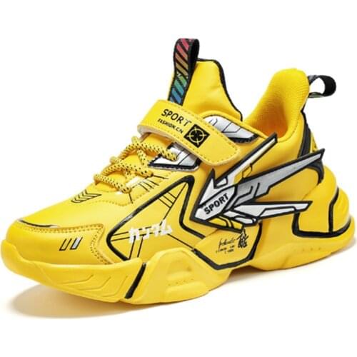 Fall Winter 2020 Kids Fashion Sneakers Boys Leather Lightweight Waterproof Sports Shoes Girls All-Match Casual Shoes