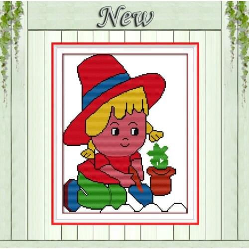 Diligent baby NKF cartoon paintings counted printed on the canvas DMC 11CT 14CT kits DIY Cross Stitch embroidery needlework Sets