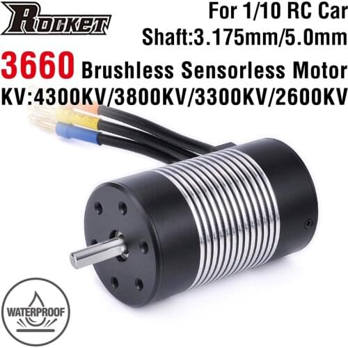 Rocket 3660 Waterproof Brushless Sensorless Motor 4300KV 3800KV 3300KV 2600KV for 1/10 RC Car