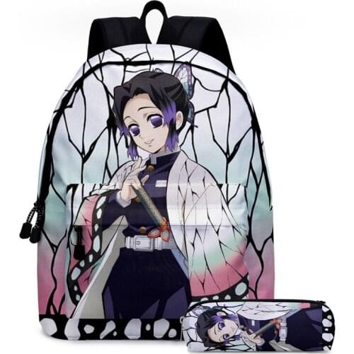 Anime Demon Slayer Customzied Polyester Backpacks Kawaii Kid School Bags Waterproof Large Capacity Laptop Shoulder Rucksack