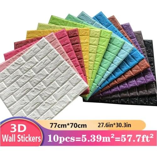 3D Brick Wall Stickers DIY Self-Adhesive Anti-Collision Household Renovation Wallpaper Sticker Living Room Background Home Decor